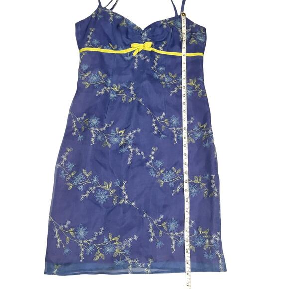 Vintage Nicole Miller Slip Dress Floral Sweetheart Spaghetti Strap Mini Womens 2 - Picture 6 of 10